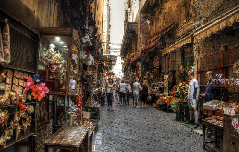 Street in the Old Town of Naples, Italy